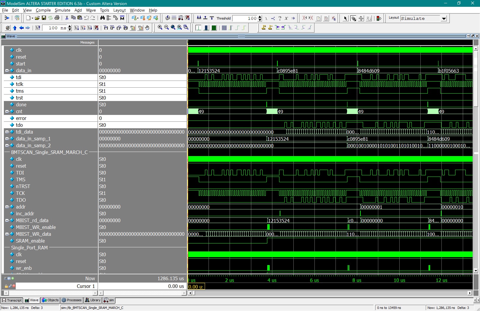 JTAG_MBIST JTAG-Based 32-Bit Memory Test